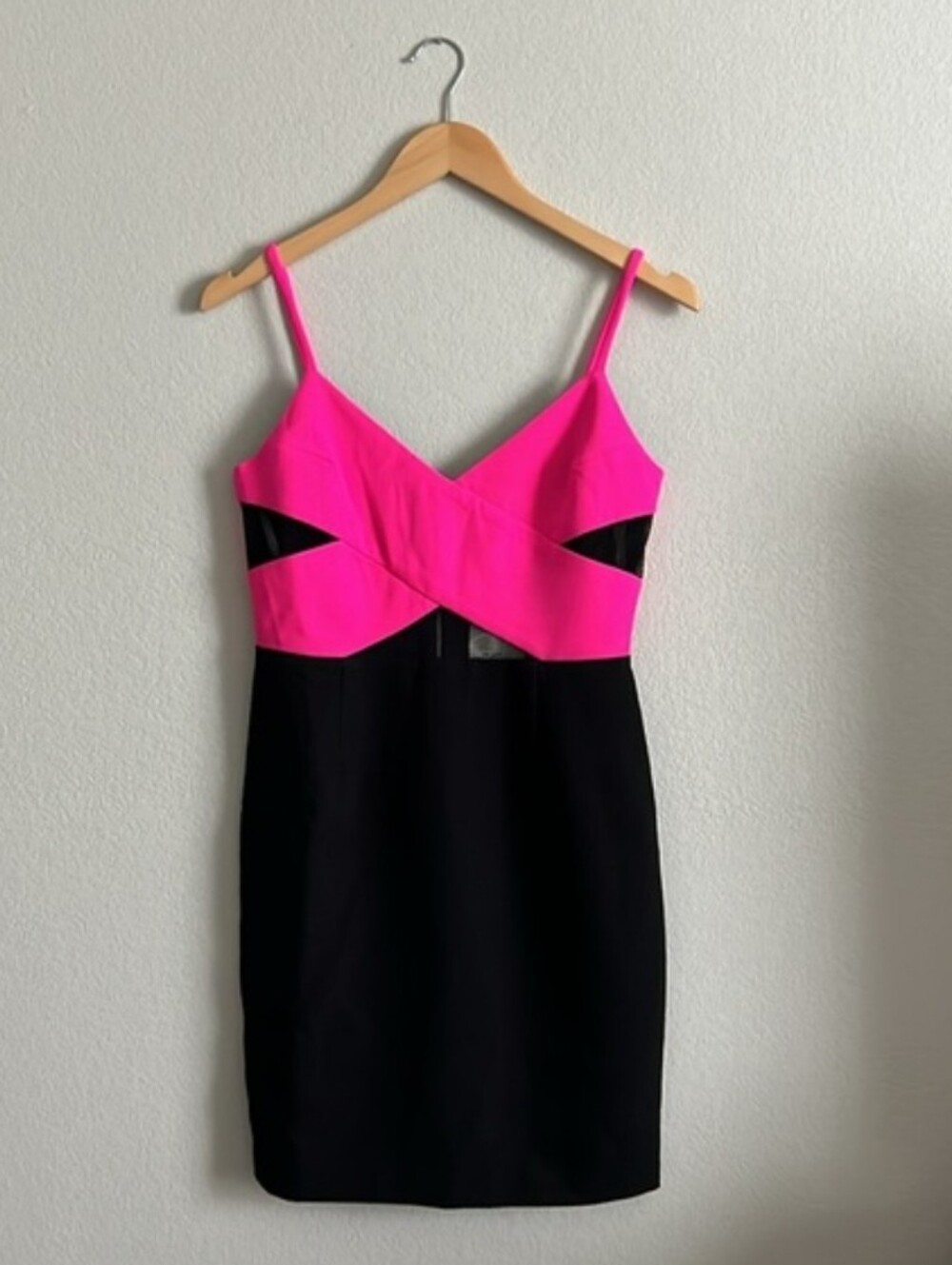 Lucy Paris Hot Pink and Black Spaghetti Strap Mini Dress